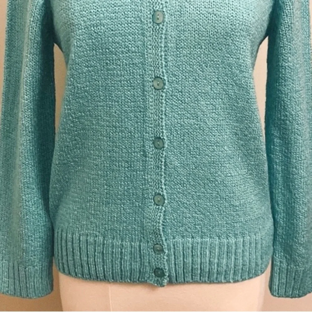 Haymaker Vintage Caribbean Blue Button Down Long Sleeve Knit Cardigan Sweater M - Picture 3 of 9